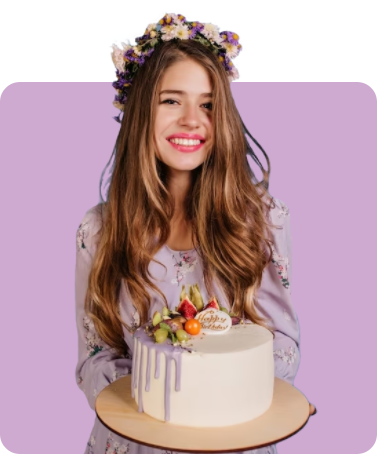 woman with cake