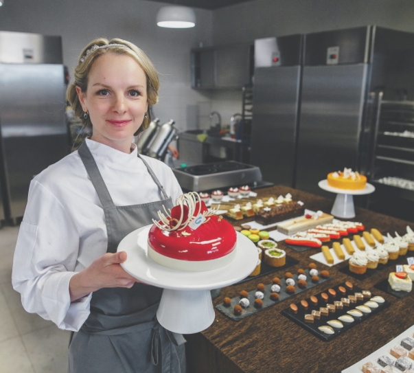 woman with cake